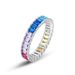 S925 Silver Rainbow Zircon Ring Female Super Flash Square Diamond Colorful Ring Ins Hip Hop_ipsvogv.com