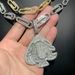 Men's Hip-Hop Heart Pendant Necklace - Punk Style Diamond-Encrusted Drop Pendant With Rope Chain, Silver & Gold Hip Hop Pendant_ipsvogv.com