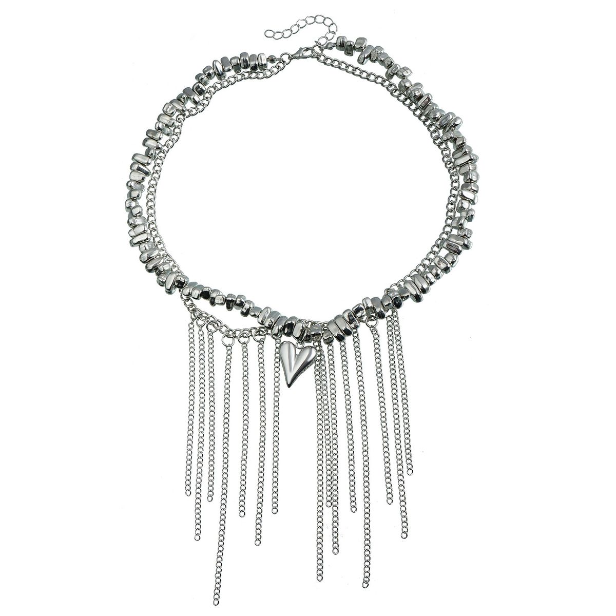 ins Light Luxury High-grade Stainless Steel Texture Love Collarbone Chain Fashion Sense Tassel Necklace Women_ipsvogv.com