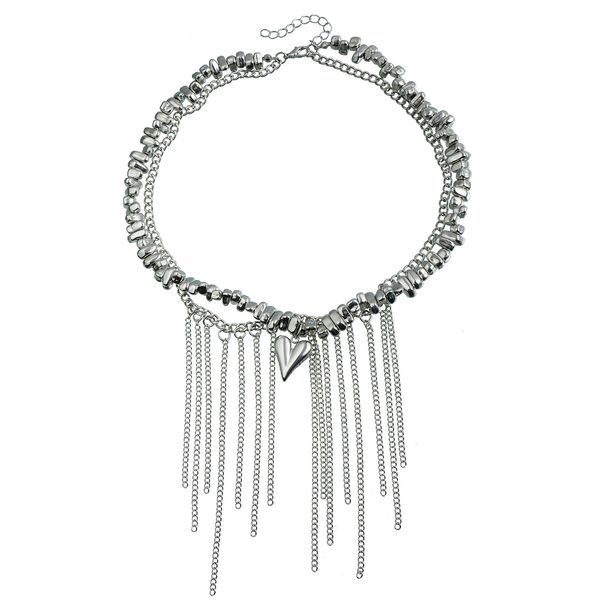 ins Light Luxury High-grade Stainless Steel Texture Love Collarbone Chain Fashion Sense Tassel Necklace Women_ipsvogv.com