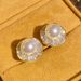 Cao Shi's New Trendy and Gentle Small Fragrant Style for Women with Advanced Temperament, Irregular Round Earrings,_ipsvogv.com