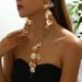 Feng women's jewelry set, niche flower earrings necklace, high-end tassel design, earring accessories_ipsvogv.com