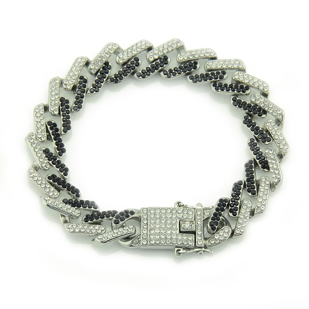 Decorative bracelet with colorful rhinestones set in Cuban exaggerated and bracelets_ipsvogv.com