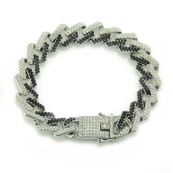 Decorative bracelet with colorful rhinestones set in Cuban exaggerated and bracelets_ipsvogv.com