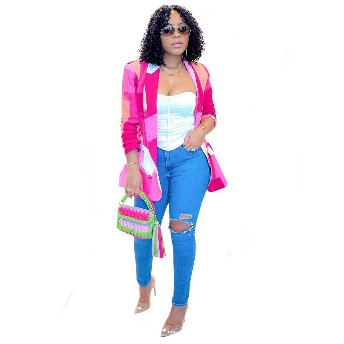 Women's Clothing Long-sleeved Printed Small Suit Small Jacket_ipsvogv.com