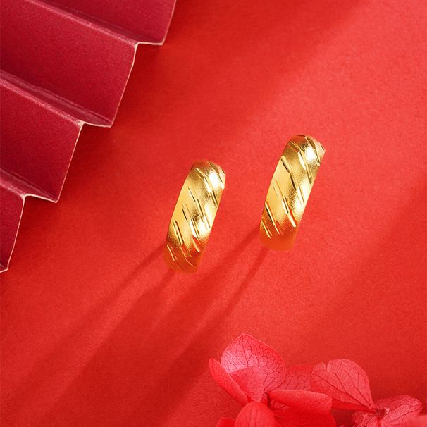 Eight Pointed Star Sand Gold High-end Earrings, Women's Style, Light Luxury, Fashionable, Simple, Striped, Leaf_ipsvogv.com