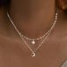 Chain Necklaces New Product S925 Sterling Silver Star And Moon Double Layer Necklace Versatile Light Luxury Female Niche Design Clavicle Chain_ipsvogv.com