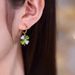 Green Cat's Eye Four Leaf Clover Earrings Exquisite Light Luxury Niche Ear Clips Net Celebrity High End Earrings_ipsvogv.com