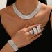 Fashion Jewelry For Women Elegant Rhinestone Silver-Plated Necklace Earrings Bracelet Ring Four-Piece Set_ipsvogv.com