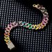 Cuban Personality Hip-Hop Street Dance Trend More Colors Than Rainbow Alloy Inlaid White Diamond Bracelet Style Men's_ipsvogv.com