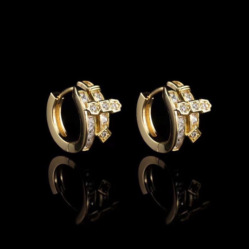 Popular ladder diamonds, zircon earrings, hip-hop trends, men's earrings, sword of justice_ipsvogv.com