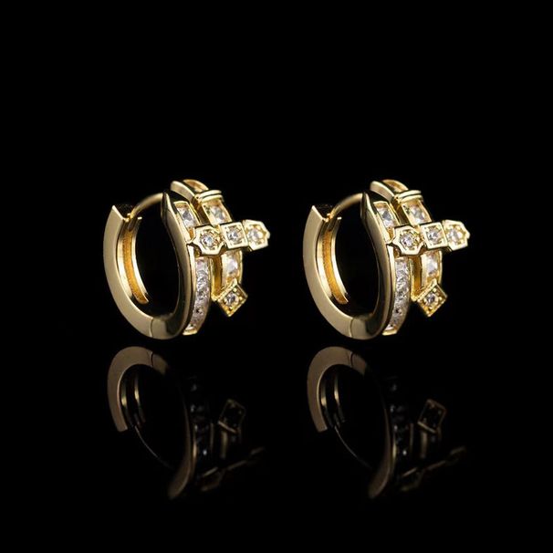 Popular ladder diamonds, zircon earrings, hip-hop trends, men's earrings, sword of justice_ipsvogv.com