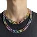 New hip hop mixed color Cuban chain alloy men's accessories personality hip hop style necklace summer matching_ipsvogv.com