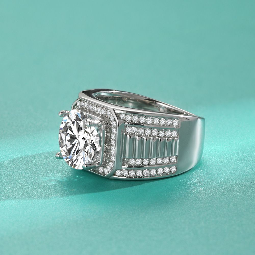 Silver Moissanite Pattern Men's Ring Domineering Personality 5 Carat Large Men's Ring_ipsvogv.com