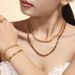 Bohemian Zircon Jewelry Set, Titanium Steel PVD Gold Plated Necklace & Bracelet, Adjustable Multicolor Beads Festival Jewelry For Women_ipsvogv.com