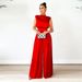 Women's fashion wide leg pants solid color high collar sleeveless waist jumpsuit_ipsvogv.com