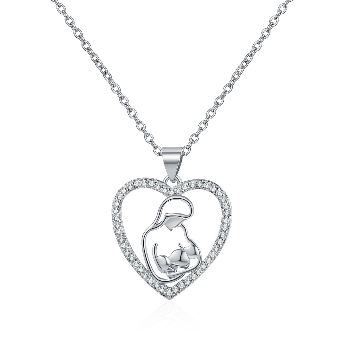 Mom Micro Inlaid Zircon Heart Shaped Fashion Necklace Female Niche Design Love Pendant Mother's Day Gift_ipsvogv.com