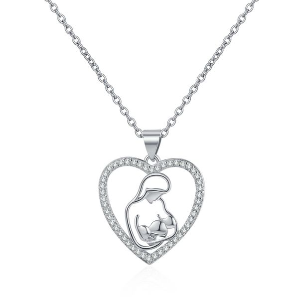 Mom Micro Inlaid Zircon Heart Shaped Fashion Necklace Female Niche Design Love Pendant Mother's Day Gift_ipsvogv.com
