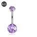 Women's Jewelry Titanium Alloy 6 14mm Rod Grab Double Head Zircon Navel Ring Inner Thread Belly Button Buckle Body Piercing Navel Ornament_ipsvogv.com