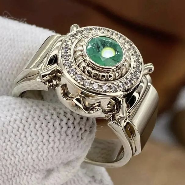 Unisex inlaid white zircon ring luxury men's engagement wedding jewelry_ipsvogv.com