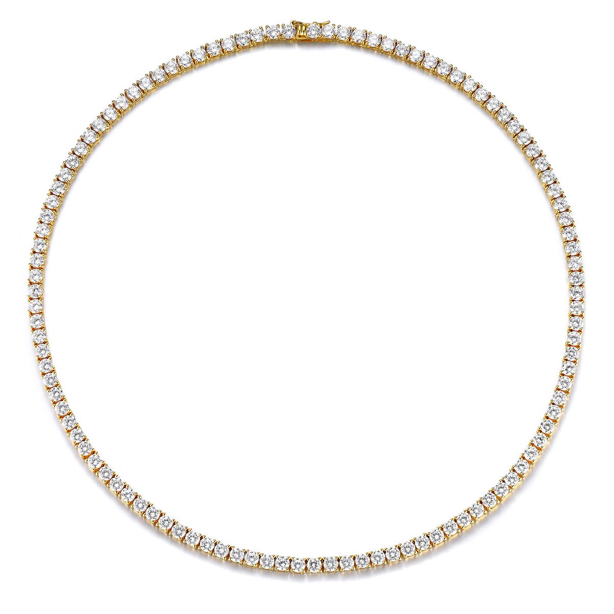 Unisex Full Diamond Hip Hop Jewelry Fashion 2-6mm 4-Claw Copper Inlaid Zircon Tennis Necklace_ipsvogv.com