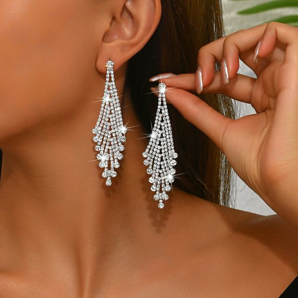 Women’s Jewelry Set Fashion Jewelry Style Exaggerated Temperament Super Flash Full Diamond Diamond Long Earrings Female Fashion High End Earrings_ipsvogv.com