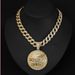 Hip Hop Full Diamond Alloy Round Drip Oil Letter GO Pendant Cuban Chain Fashion Trend Personalized Men's Jewelry_ipsvogv.com
