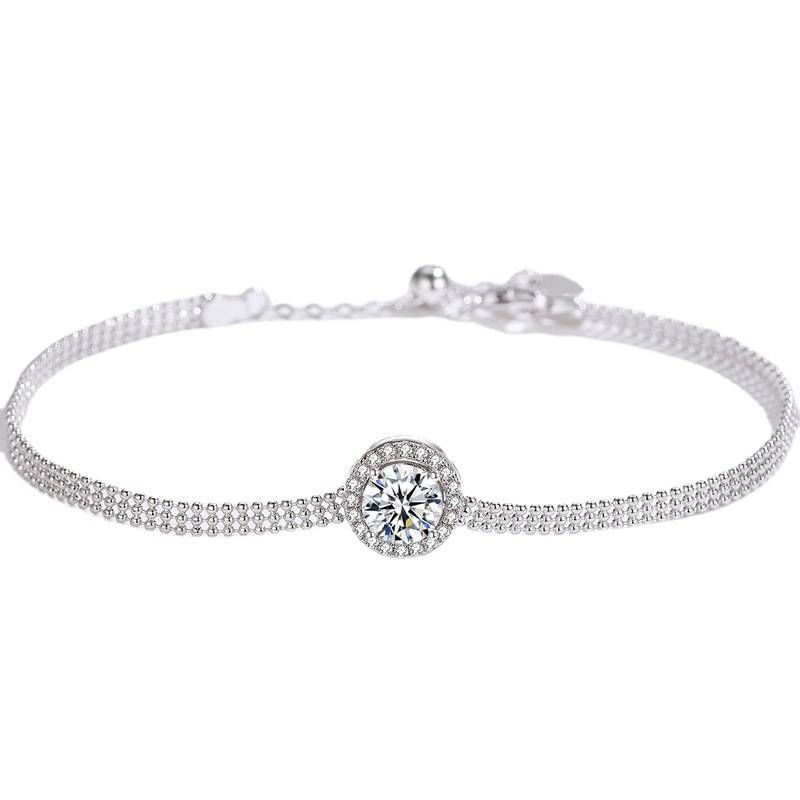Women's Jewelry Silver Bracelet Round Moissanite Bracelet Empty Support Bracelet_ipsvogv.com