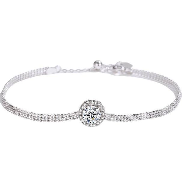 Women's Jewelry Silver Bracelet Round Moissanite Bracelet Empty Support Bracelet_ipsvogv.com
