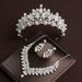 Fashion retro atmosphere pearl crown headdress necklace three piece accessories bride wedding dress princess crown_ipsvogv.com