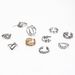 Hot Selling Personalized Leaf, Star, Moon Ring, Fashionable Monochrome Opening, Double-layer, 10 Piece Set Of Rings_ipsvogv.com