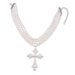 Cyberpunk Style Cross Necklace, Fashionable Exaggerated, With Micro Inlaid Pearls And Multi-layer Layered_ipsvogv.com