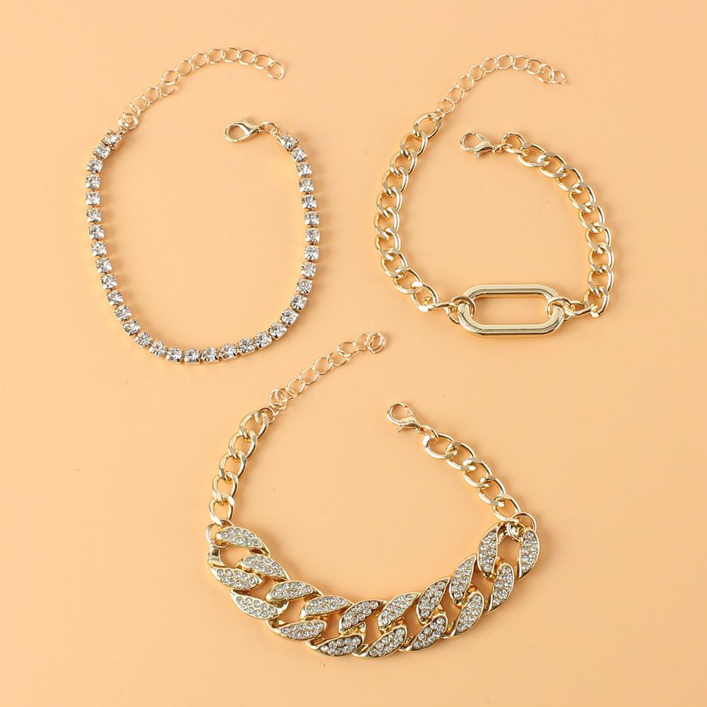 Jewelry Fashion Gold Cuban Chain Full Diamond Multi Layer Bracelet Bracelet_ipsvogv.com