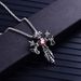 Personality Jewelry Titanium Steel Inlaid Red Pendant Men's Double Dragon Cross Necklace_ipsvogv.com