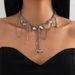 Exaggerated love rivet pendant sweet hot girl niche metal chain tassel necklace female_ipsvogv.com