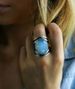 Sanjie's New Inlaid Rainbow Moonstone Exaggeratedly Imitates Thai Silver Drip Glue Ring For Women_ipsvogv.com