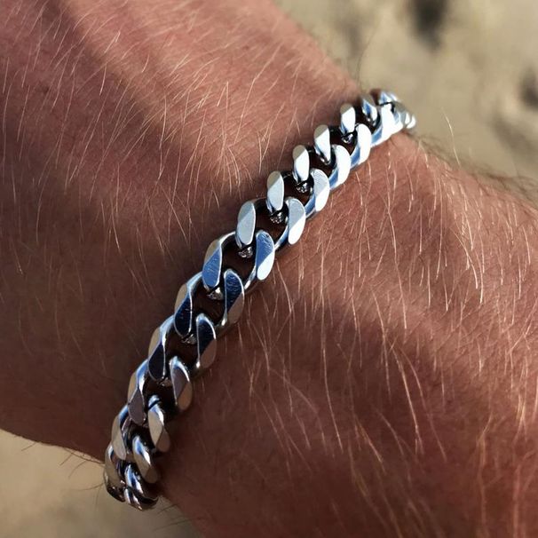 Men's Titanium Steel Six-Sided Polished Cuban Bracelet Simple Personality Jewelry Trendy Cool Accessories_ipsvogv.com