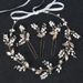 Pearl Leaf Gold Hairpin Headband Set Bridal Headdress Hair Accessories_ipsvogv.com