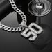 Men’s Jewelry Set Fashion Hip Hop Men's New Light Luxury T Square Rock Sugar Glass Diamond Full Diamond Number 50 Pendant With Cuban Chain Jewelry_ipsvogv.com