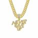 Hip Hop Alloy New NEVER GIVE UP Letter Full Diamond Pendant Cuban Necklace_ipsvogv.com