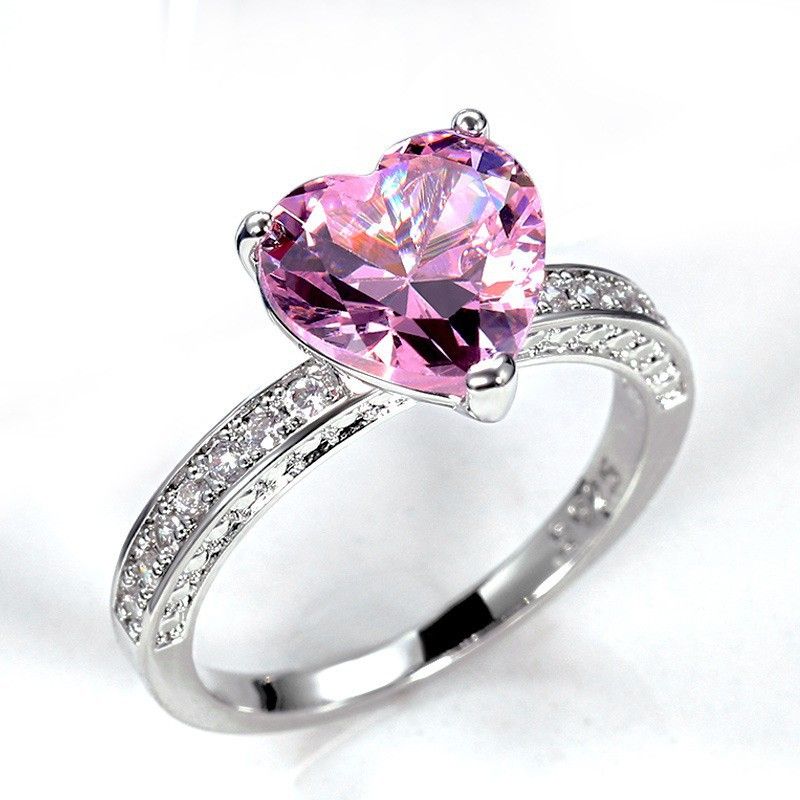 Sanjie's New Wedding Ring Inlaid With AAA Heart-shaped Pink Diamond Zircon Ring, Women's Engagement Jewelry_ipsvogv.com
