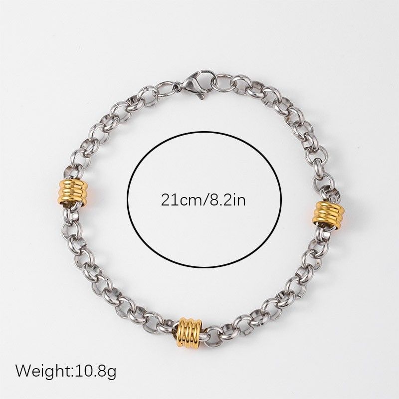 Titanium For Men, Non-Fading Square Pearl NK Bead Hip-Hop Cuban Chain Stainless Steel Bracelet Jewelry_ipsvogv.com