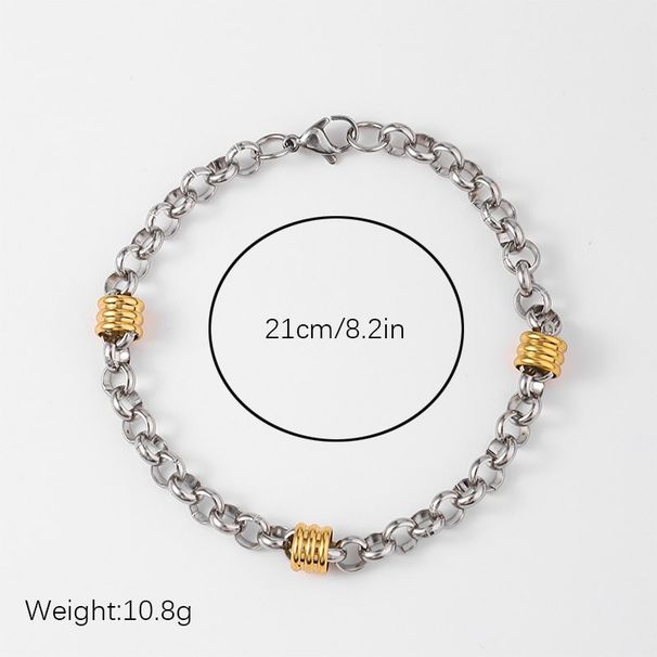 Titanium For Men, Non-Fading Square Pearl NK Bead Hip-Hop Cuban Chain Stainless Steel Bracelet Jewelry_ipsvogv.com