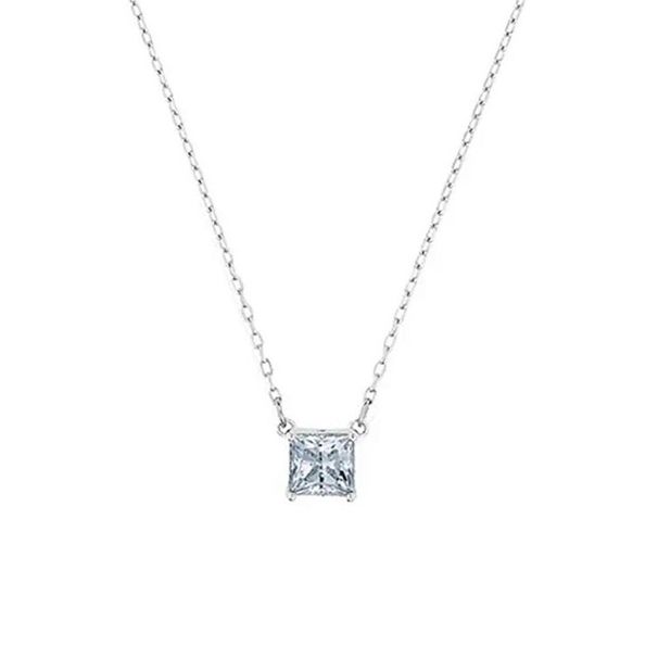Square Silver Single Diamond Necklace Female Element Crystal Clavicle Necklace Female Distribution_ipsvogv.com