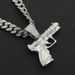 Hip hop exaggerated and cool diamond studded gun necklace pendant full of diamonds Cuban chain trendsetter niche_ipsvogv.com