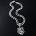 New Hip Hop HIPHOP Jewelry Environmental Protection Zinc Alloy Full Diamond Green Eye Lion Head Pendant Necklace_ipsvogv.com