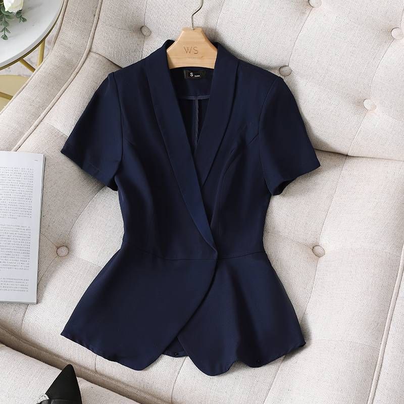 Women's Clothing Professional black suit jacket thin short sleeve temperament summer new professional suit suit lady work suit_ipsvogv.com