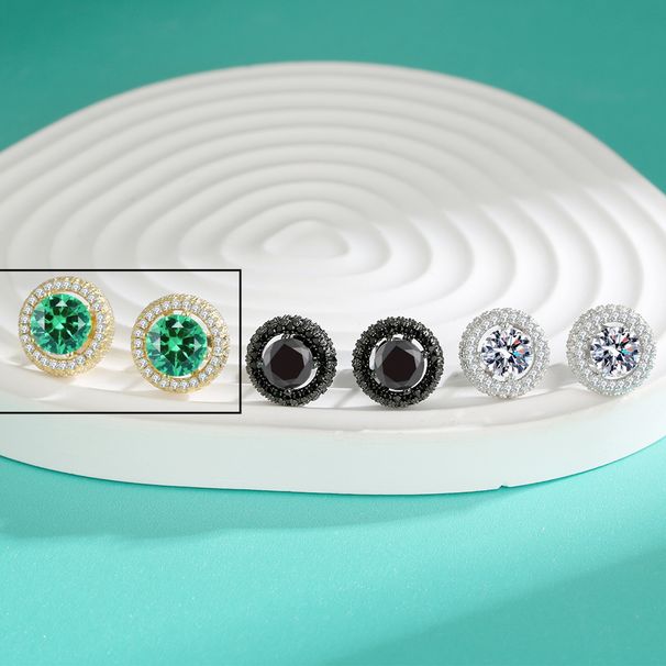 Women's Jewelry Moissanite Four Claw Luxury Inlaid Round Earrings Versatile Fashion Earrings Sterling Silver Inlaid Diamonds Advanced Commuting_ipsvogv.com