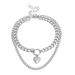 Personalized Punk Long Neck Accessory For Women, Simple Multi-layer Geometric Double-layer Peach Heart Necklace_ipsvogv.com