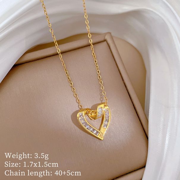 Love 【 】 Zircon Personalized Fashion Light Luxury Temperament Gorgeous Full Diamond Necklace Women's Versatile Clavicle 【 】_ipsvogv.com
